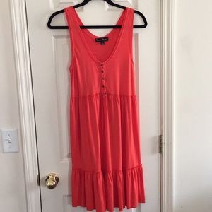 NWOT Orange Tank Dress with Ruffled Bottom